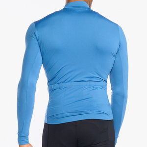 Men's Long Sleeve <b>Cycling</b> Jersey Blue Full Zip Road Bike Wear Breathable Quick Dry 100% Polyester 180g - Product Image 6