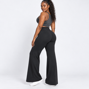Breathable Knit Yoga Trousers High Waist <b>Flared</b> <b>Leggings</b> High waist Exercise Wear Wholesale Yoga Wear Supplier <b>Women</b> Activewear - Product Image 3