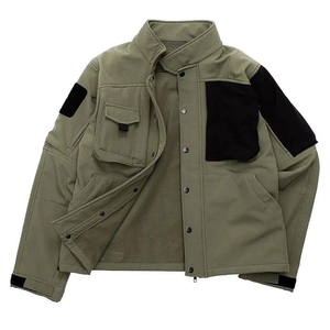 Wholesale Men's Tactical Softshell Jacket Windproof Waterproof Fleece Lined Multi Pocket Outdoor Hiking Utility <b>Coat</b> OEM - Product Image 3