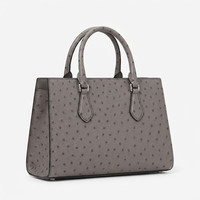 Sac à main élégant en cuir d'autruche véritable pour femme, style vintage, avec poignée supérieure détachable, sac à bandoulière, poche pour téléphone portable