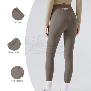 Shorts de yoga taille haute pour femme en Spandex/Nylon ultra doux 220g, effet push-up, poche invisible, contrôle du ventre, pour Pilates et sport, couleur unie - Product Image 5