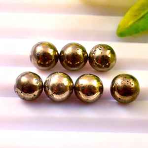 Esferas de pirita dorada natural de 10 mm, lisas, para sanación, piedras preciosas sueltas para fabricación de joyas, lote al por mayor, calidad AAA++ de tercera selección - Product Image 1