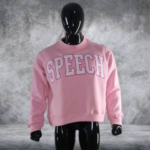 Pull à col montant oversize en coton épais pour femme, rose, personnalisable, fabricant et fournisseur OEM ODM - Product Image 4