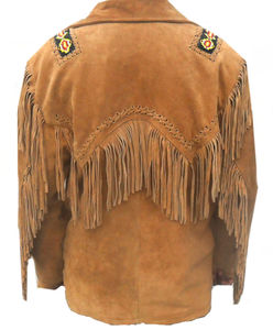 Chaqueta Clásica con Flecos, Estilo Prairie, de Piel de Cabra, para Hombre, Color Camel, con Botones al Frente, Estilo Country Western - Product Image 3