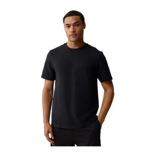 T-shirt en coton noir pour homme, manches courtes, col rond, coupe classique, jersey décontracté, couleur unie, design simple - Product Image 3