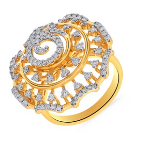 Anillo de Diamantes Espiral Aura, Anillo de Cóctel Floral de Lujo para Mujer con Detalles de Diamantes en Forma de Corazón, Oro Amarillo, Joyería Fina - Product Image 1
