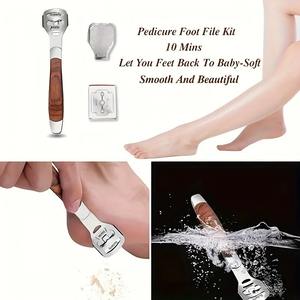 เครื่องมือขัดหนังกำพร้าเท้าสแตนเลส, ใบมีดสำรอง 10 ใบ, ตะไบขัดเท้าไร้กลิ่นสำหรับดูแลเท้าให้เรียบเนียน - Product Image 3