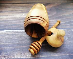 Tarro de Miel de Madera Natural Hecho a Mano, con Tapa Abatible, Apto para Calentar, Multifuncional, para Cocina, Hogar, Hotel, Resort, Diseño Personalizado - Product Image 1