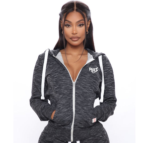 Wholesale Women Zip Hoodie Marled Knit Jacket Casual Streetwear Custom Fashion Apparel Supplier USA Market - Product Image 1