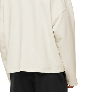 เสื้อสเวตเชิ้ตคอกลมสีขาวทรงโอเวอร์ไซส์สำหรับผู้ชาย ผ้าฟลีซหนานุ่ม สวมใส่สบาย สไตล์ลำลองแนวสตรีทแวร์ - Product Image 6