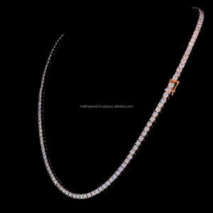 Lujoso laboratorio creado diamante 14KT oro rosa Cadena de tenis para mujeres tenis corte redondo CVD diamante estilo Collar personalizado - Product Image 1