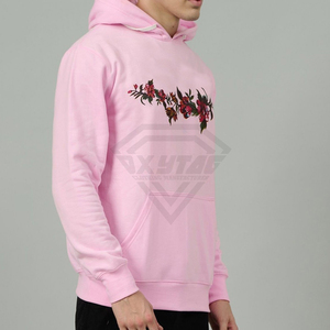 เสื้อฮู้ดปักลายดอกไม้สีชมพูสำหรับผู้ชาย ผ้าฝ้ายฟลีซหนานุ่ม สไตล์สตรีทแวร์ ยูนิเซ็กส์ จากผู้ผลิต OEM - Product Image 5