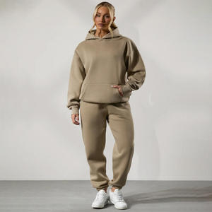 Ensemble de survêtement pour femme, style dupe de marque, avec logo personnalisé, pour la gym, 2 pièces : sweat-shirt à manches longues et pantalon - Product Image 1