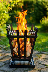 Brasero de Acero con Recubrimiento en Polvo en Verde Bosque o Rojo Terracota - Product Image 2