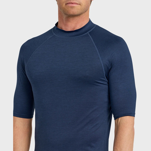 T-shirt de sport athlétique à manches trois quarts bleu marine pour homme, 100 % polyester, séchage rapide, pour la course et le fitness - Product Image 3