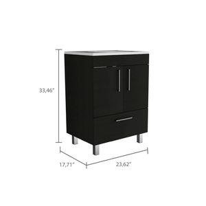 Singola vanità essenziale del bagno con un armadietto a doppia porta - Product Image 5