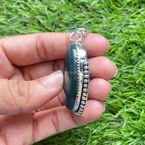 Colgante de Plata de Ley 925, colgante de piedras preciosas de piedra de sangre, joyería de piedra de plata hecha a mano, colgante de piedra de sangre para collar - Product Image 3