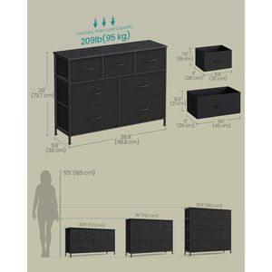 Cómoda de 7 cajones para dormitorio, de acero y MDF, con cajones de tela no tejida, mueble para TV y organizador de almacenamiento - Product Image 2