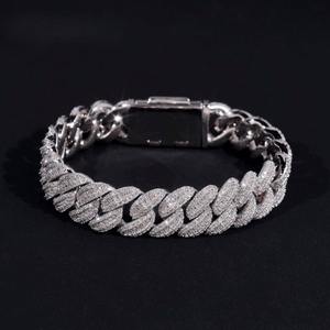 High Quality Solid Cuban Hip Hop Jewelry 925 Silver Plated Moissanite VVS Diamond Iced Link <b>Chain</b> <b>Bracelet</b> For <b>Men</b> - Product Image 1