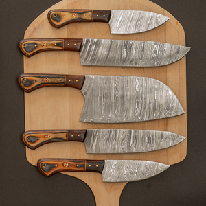 Chef <b>Knife</b> <b>Set</b> Hand Forged <b>Sharp</b> Pattern Blades Durable Ergonomic Handles Professional Cooking Damascus Steel Handmade Kitchen - Product Image 1