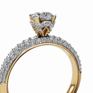 Bague en diamant de laboratoire Cosmic Glow à 55 pierres avec certification IGI en or jaune 18 carats pour bijoux de luxe pour femmes en provenance d'Inde - Product Image 3