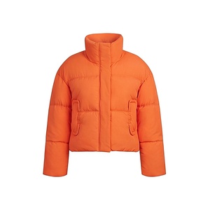 Hooded Quilted Waterproof <b>Bubble</b> Jacket Black Full Sleeve Winter Windproof Cotton Shell Knitted Fabric Polyester Filling Stand - Product Image 1