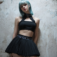 Conjunto de Cosplay con Top Corto y Falda Plisada, Uniforme Escolar, Vestido con Camisa de Manga Larga y Falda Plisada, Traje de Marinera para Mujer