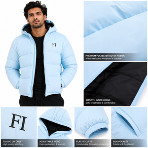 Chaquetas Acolchadas con Capucha para Hombre, Chaqueta de Invierno Acolchada, Chaqueta Casual para Exteriores, Fabricante al por Mayor, OEM, ODM - Product Image 5