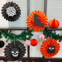 Grand éventail en papier de 15,75 pouces pour décorations d'Halloween, imprimé en quadrichromie CE-6P017