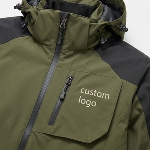 Men's Waterproof Hooded Hiking <b>Jacket</b> Olive Green With Custom Logo Front Zipper Sporty Winter Wear Men Hiking <b>Jacket</b> - Product Image 4