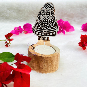 Trendy Classic Santa Claus and Christmas Tree Patterned Wooden Hand Carved Tea Light Candle Holer for Christmas Decor - Product Image 5