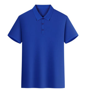 เสื้อโปโลแขนสั้นสีน้ำเงินสำหรับผู้ชาย สีพื้น ลำลอง ปกติดกระดุม ทรงพอดีตัว - Product Image 6