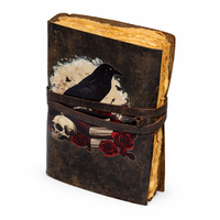 Carnet Grimoire en Cuir Cousu Main – Journal Vintage avec Papier à Bords Frangés Antique, Bloc de Croquis Imprimé UV, Parfait pour les Notes et les Esquisses