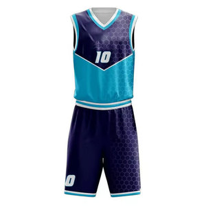 Conjunto de Uniforme de Baloncesto Sublimado Azul y Morado, Ajuste Cómodo y Transpirable, Conjunto Deportivo Sublimado - Product Image 1