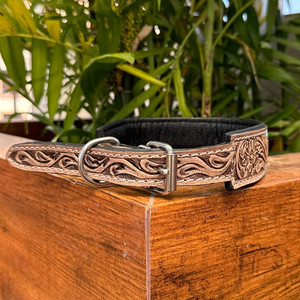 Personnalisable de haute qualité en cuir véritable rembourré chien colliers réglable Design de luxe usiné à la main en cuir robuste collier pour animaux de compagnie - Product Image 6