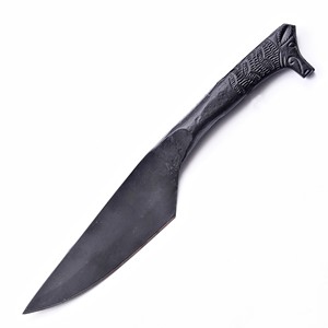 Couteau Viking artisanal à pointe de lance motif tête de loup, manche en acier au carbone forgé, qualité industrielle, acier à haute teneur en carbone, droit, pour l'extérieur - Product Image 1