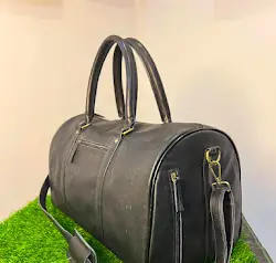 Coral Weavers Premium Genuine Leather Vintage <b>Weekender</b> <b>Holdall</b> Zipper Closure Separate Shoe Pocket Spacious Polyester Portable - Product Image 3