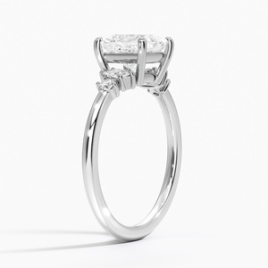 Anillo BOJ 0153 con Corte Princesa, Plata 925, Engaste de Puntas Tipo Espejo, Anillo Solitario con Diamante de 2ct, Color D, VVS1, Moissanita GRA, Precio Bajo en Oferta - Product Image 2