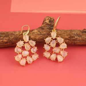 ต่างหูเงินแท้ 925 ชุบทอง 14K รูปทรงหยดน้ำประดับมูนสโตน น่ารัก งานแฮนด์เมด เครื่องประดับอัญมณีสำหรับผู้หญิง-งานฉลองครบรอบ - Product Image 2