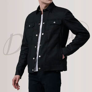 เสื้อแจ็คเก็ตผ้าฝ้ายสีดำสำหรับผู้ชาย ทรงสลิมฟิต ติดกระดุม น้ำหนักเบา สไตล์ลำลอง เสื้อคลุมแฟชั่นแนวสตรีทแวร์ - Product Image 4
