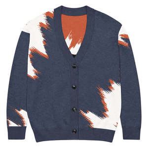 Cardigan respirant à col en V pour homme, style universitaire surdimensionné, en tricot rayé, boutonné, streetwear - Product Image 3