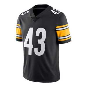 Camiseta de Fútbol Americano Negra para Hombre, Número 43, Cuello en V, Manga Corta, Impresión Sublimada, Poliéster que Absorbe la Humedad, Servicio OEM - Product Image 1
