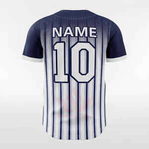 Maillot de baseball rayé bleu marine et blanc pour homme, manches courtes, boutonnage frontal, évacuation de l'humidité, impression sublimée, coupe régulière adulte - Product Image 4