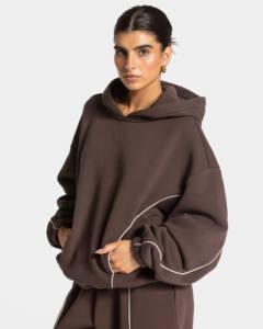 Conjunto Deportivo de 2 Piezas para Mujer, de Alta Calidad, con Capucha, Estilo Oversize, Pantalones Anchos con Ribete en Línea - Product Image 6