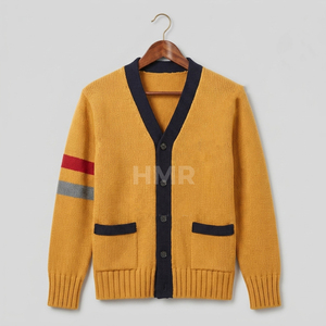 HMR Knitted Solid Sisterhood Acrylic Winter Sorority Varsity Women Clothing Vintage Mustered <b>Cardigan</b> <b>Sweater</b> - Product Image 5