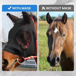 Wholesale Price Comfortable <b>Mesh</b> Horse Fly Mask Outdoor Riding Breathable Face Shield Anti <b>Insects</b> Visible Cover Ear Protection - Product Image 5