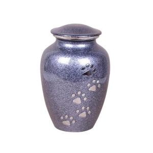 Urne funéraire pour animaux de compagnie, finition noire mouchetée avec motif de patte, urnes métalliques durables personnalisables, urne pour cendres funéraires, souvenir d'animal - Product Image 1