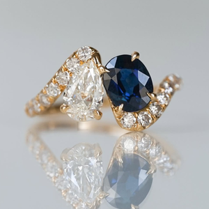 แหวนมอสซาไนต์ เครื่องประดับผู้หญิง เงินแท้ 925 ชุบทอง ประดับด้วยมอสซาไนต์ทรงกลมเจียระไนบริลเลียนท์ขนาด 5 มม. สำหรับคู่รัก - Product Image 1