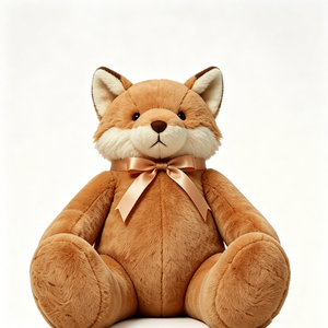 Peluche renard, peluche renard avec nœud en satin, peluche renard élégante avec ruban or rose - Product Image 4