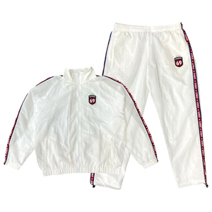 Lightweight Printed Crinkle <b>Polyester</b>/Cotton Quick Dry Tracksuit Set with Zip Windbreaker Jacket and <b>Jogger</b> Pants for <b>Men</b> - Product Image 1